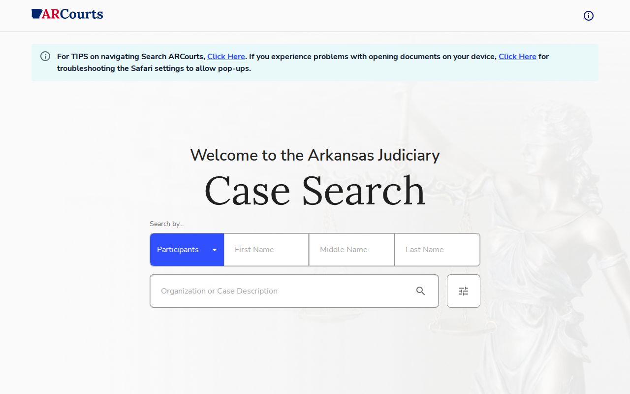 Howard County court docket Search ARCourts interface