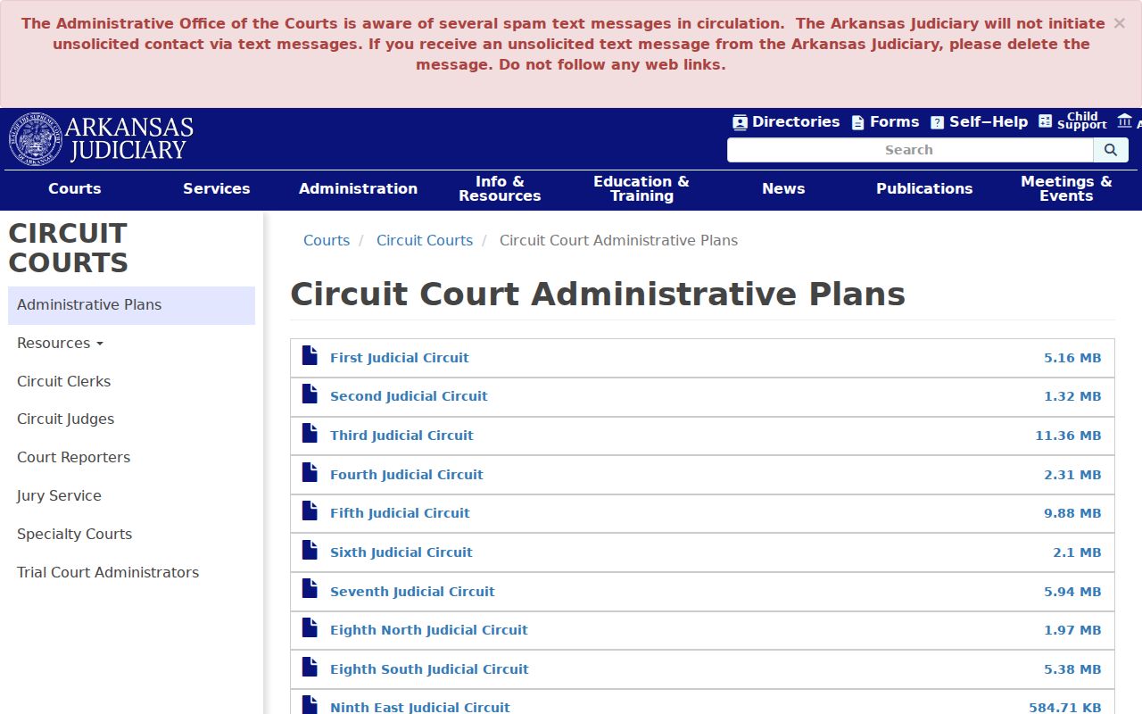 Arkansas circuit administrative plans used for the Howard County court calendar