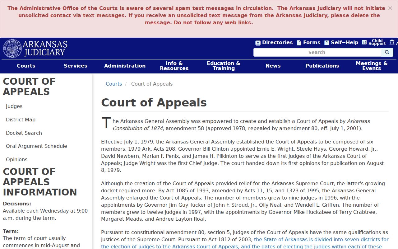 Arkansas Court of Appeals page for Howard County criminal docket review