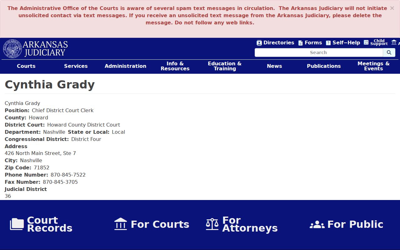 Chief clerk profile for Nashville court docket records
