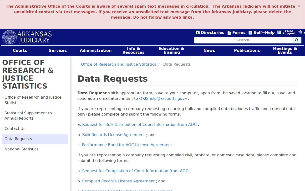 Howard County court records statewide data request page