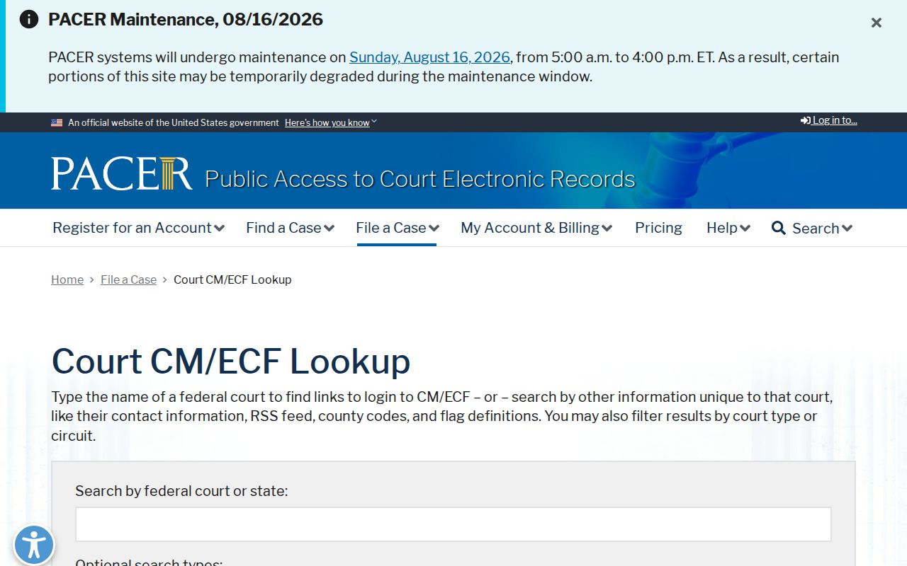 Federal CM ECF lookup compared with Tollette court docket access
