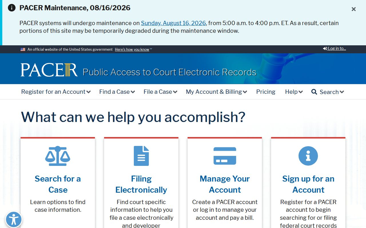PACER federal system distinguished from a Tollette court docket