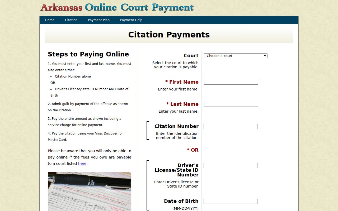 Howard County traffic court records Arkansas citation query